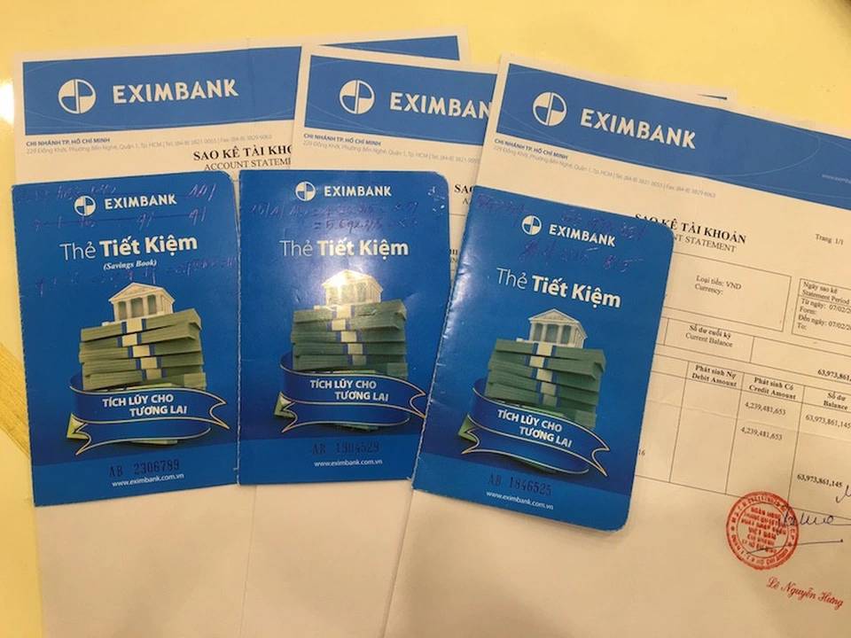Mẫu sổ tiết kiệm ngân hàng Eximbank