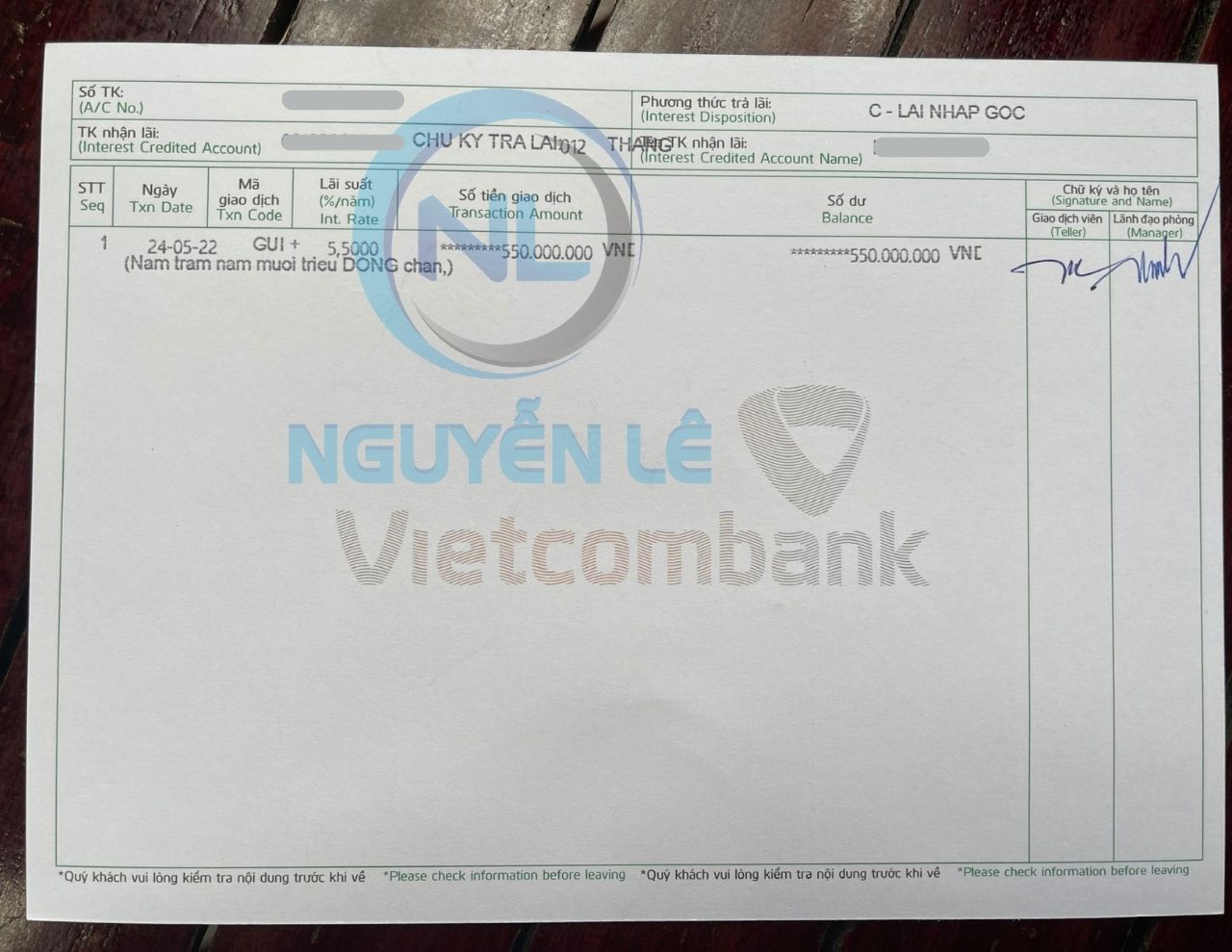 sổ tiết kiệm Vietcombank