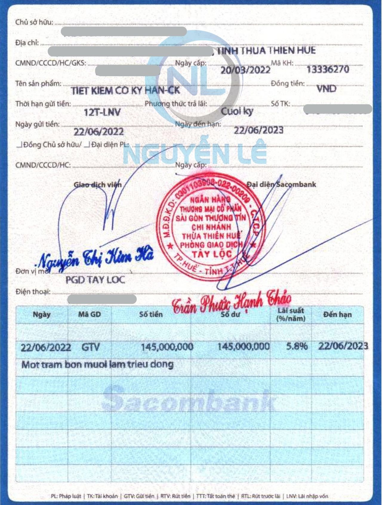 thẻ tiết kiệm ngân hàng Sacombank