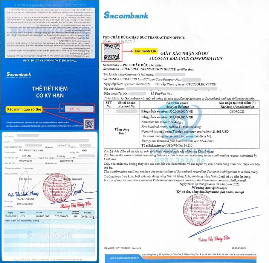 Hình ảnh sổ tiết kiệm sacombank - dịch vụ tài chính Hưng Thịnh cung cấp