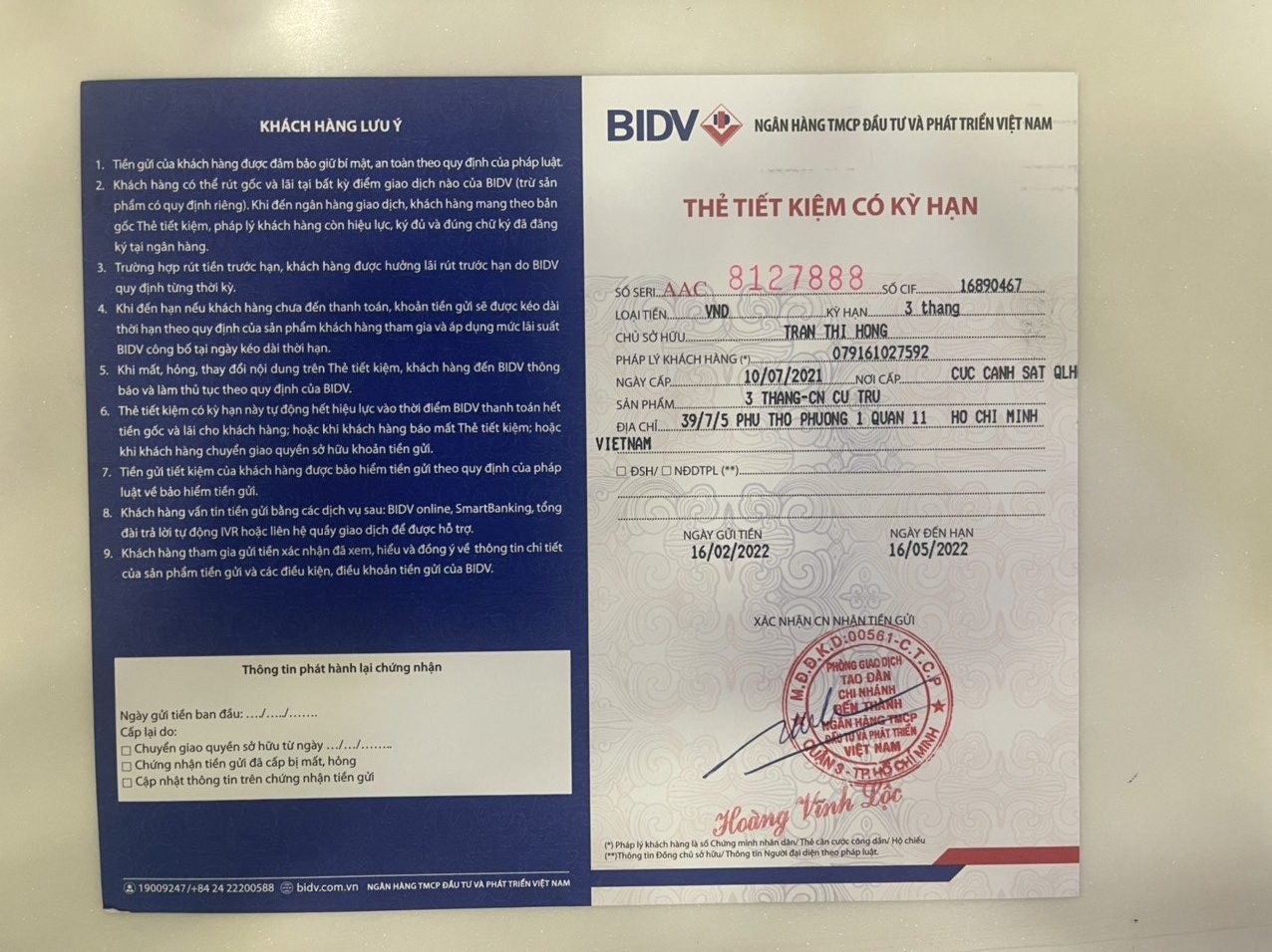 Hồ sơ chứng minh tài chính du học BIDV