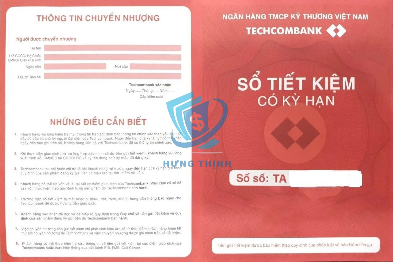 Mẫu sổ tiết kiệm tại ngân hàng Techcombank