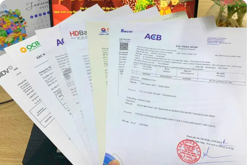 Hồ sơ nhận khi hoàn tất chứng minh tài chính tại ACB