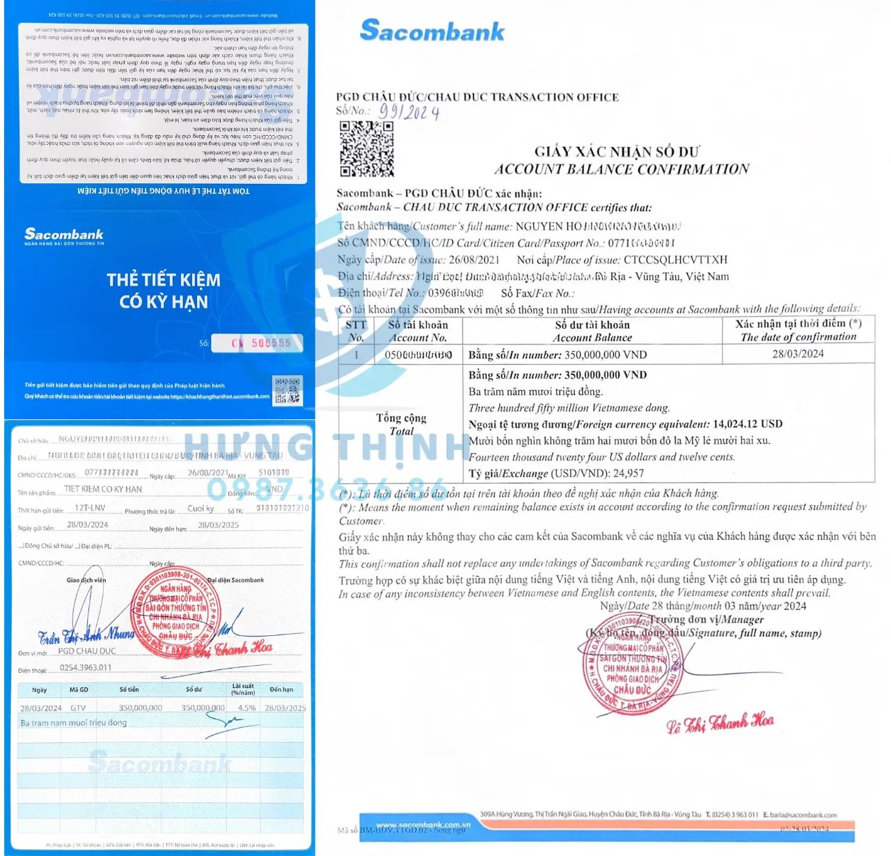 Mẫu Sổ Tiết Kiệm Và Giấy Xác Nhận Số Dư Sổ Tiết Kiệm Của Ngân Hàng Sacombank 2 Mẫu giấy xác nhận số dư sổ tiết kiệm của Sacombank.