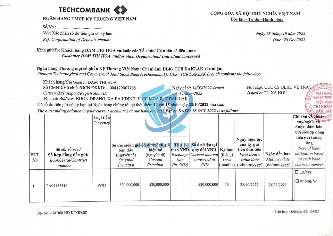 Xin Giấy Xác Nhận Số Dư Sổ Tiết Kiệm Techcombank: Quy Trình, Phí Và Mẫu Giấy 2 Mẫu giấy xác nhận số dư sổ tiết kiệm của Techcombank