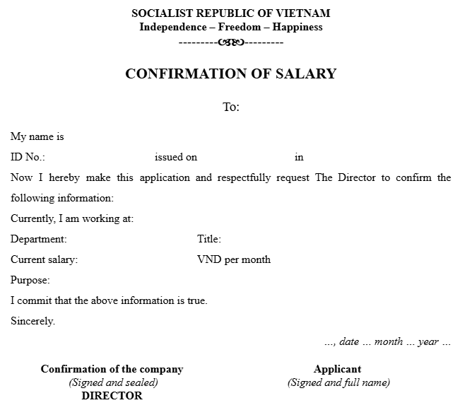 Mẫu 3 giấy xác nhận thu nhập